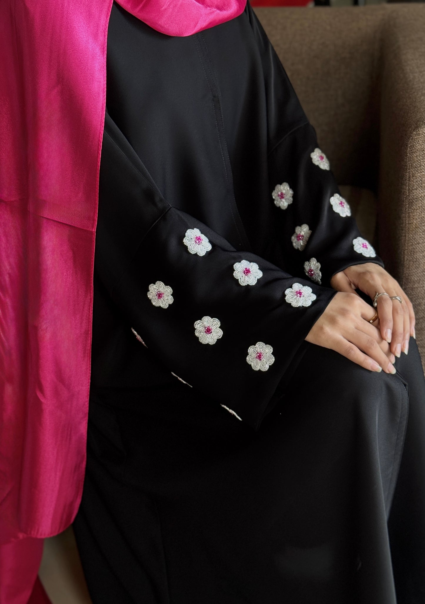 Layali Abaya- Blooming Black