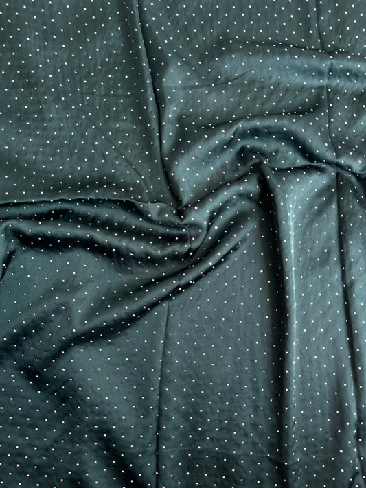 Rhinestones Satan Silk- Dark Green