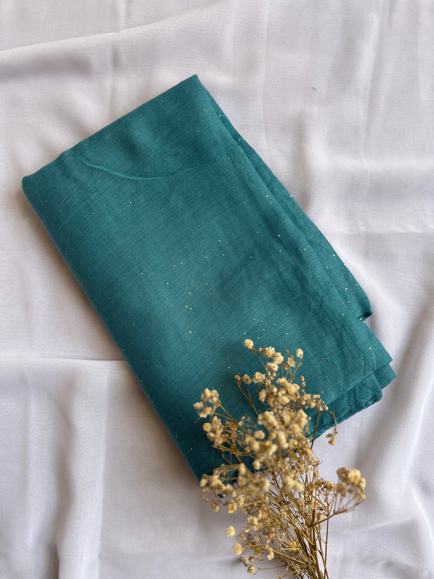 Glitter Studded Lawn Hijab- Teal/ Zinc