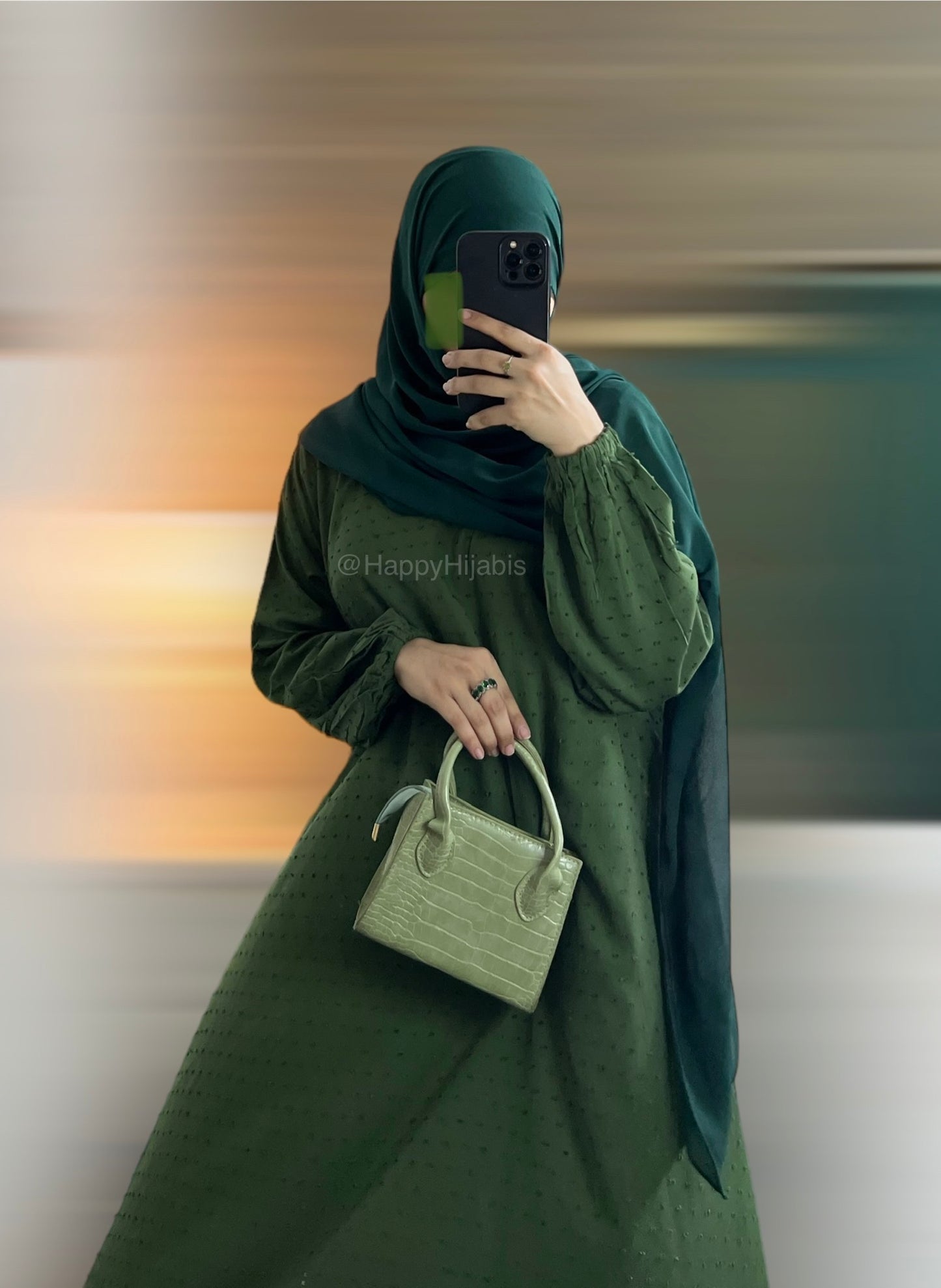 Ayma - Brochia Linen Abaya Dress- Hunter Green