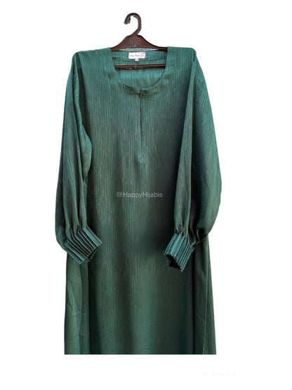 Bottle Green- Self Print Sheen Nida Abaya