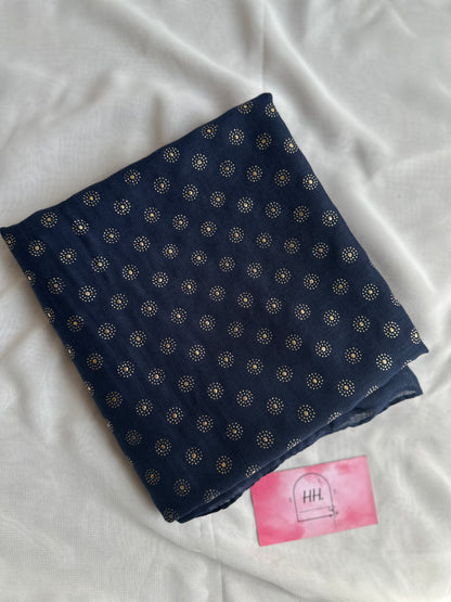 Gold Foil Dandelions- Navy Blue