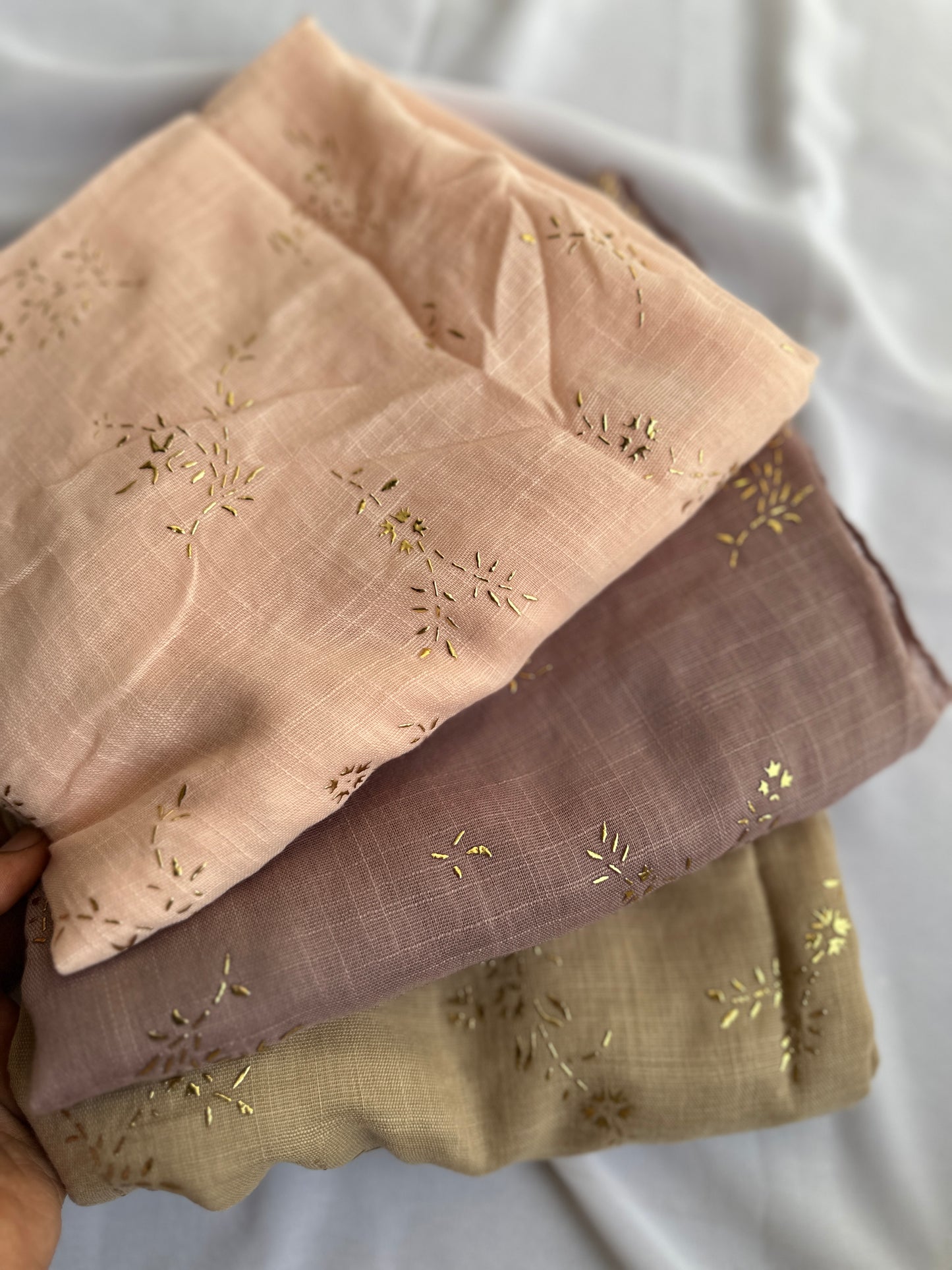 Gold Foil Patterns- Turkish Lawn- Powder Pink