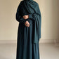 Bottle Green- Self Print Sheen Nida Abaya