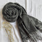 Woolen Pashmina-Criss Cross Print- Black Grey