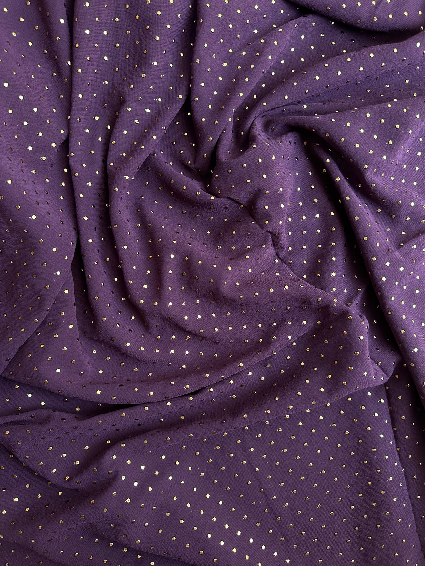 Gold Dewdrops- Georgette Chiffon- Violet