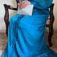 Teal Tales- Self Print Sheen Nida Abaya- Front Open