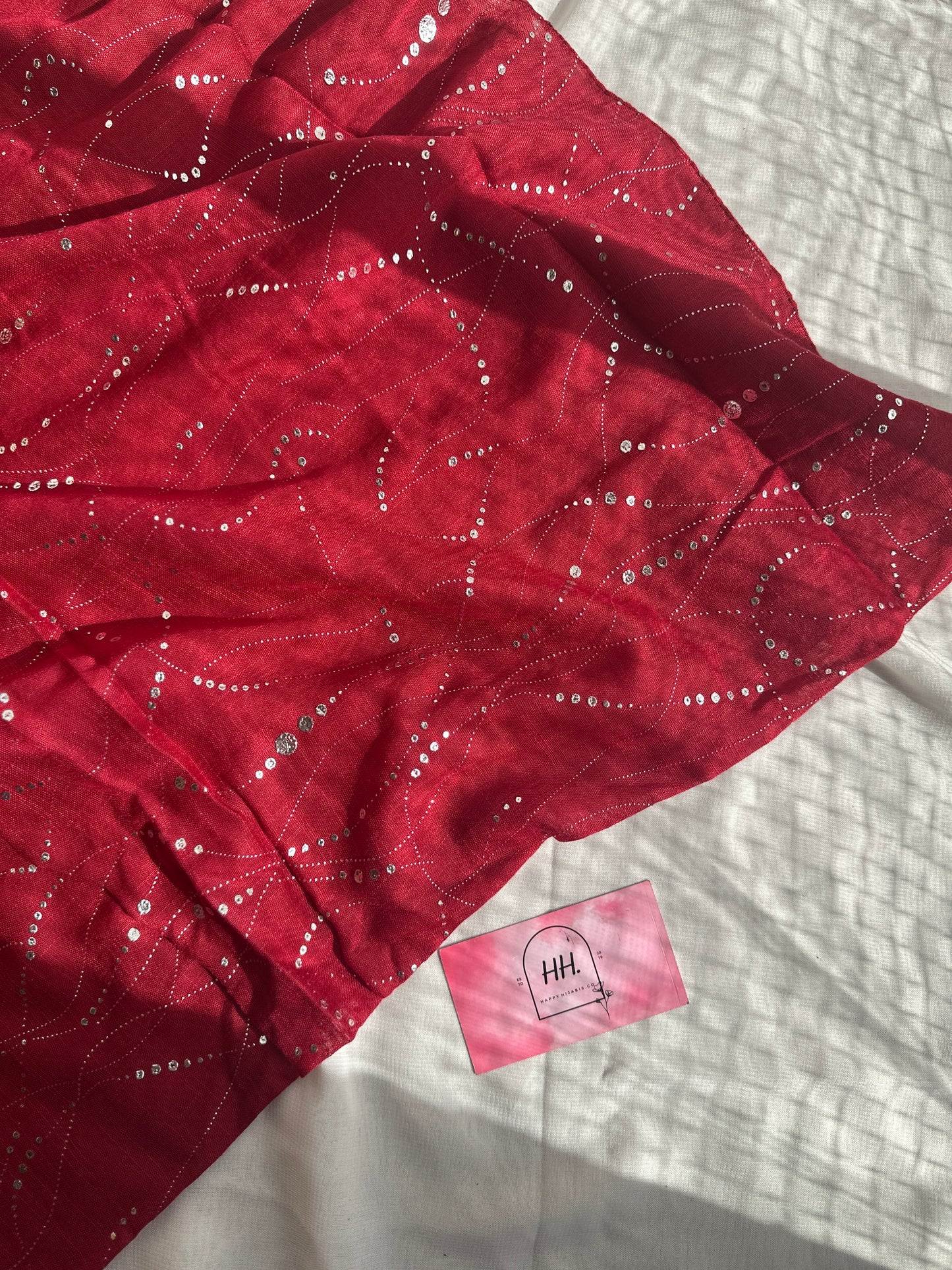 Abstract Silver Foil Hijabs- Maroon