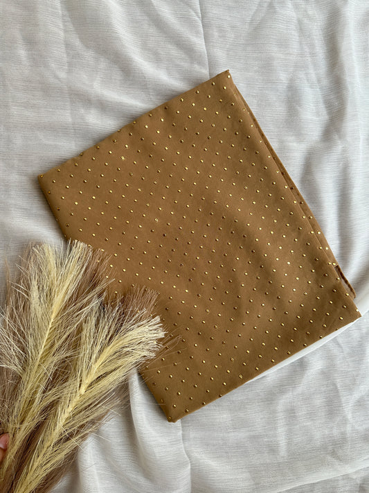 Gold Dewdrops- Georgette Chiffon- Camel Brown