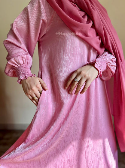 Blush Pink- Self Print Sheen Nida Abaya