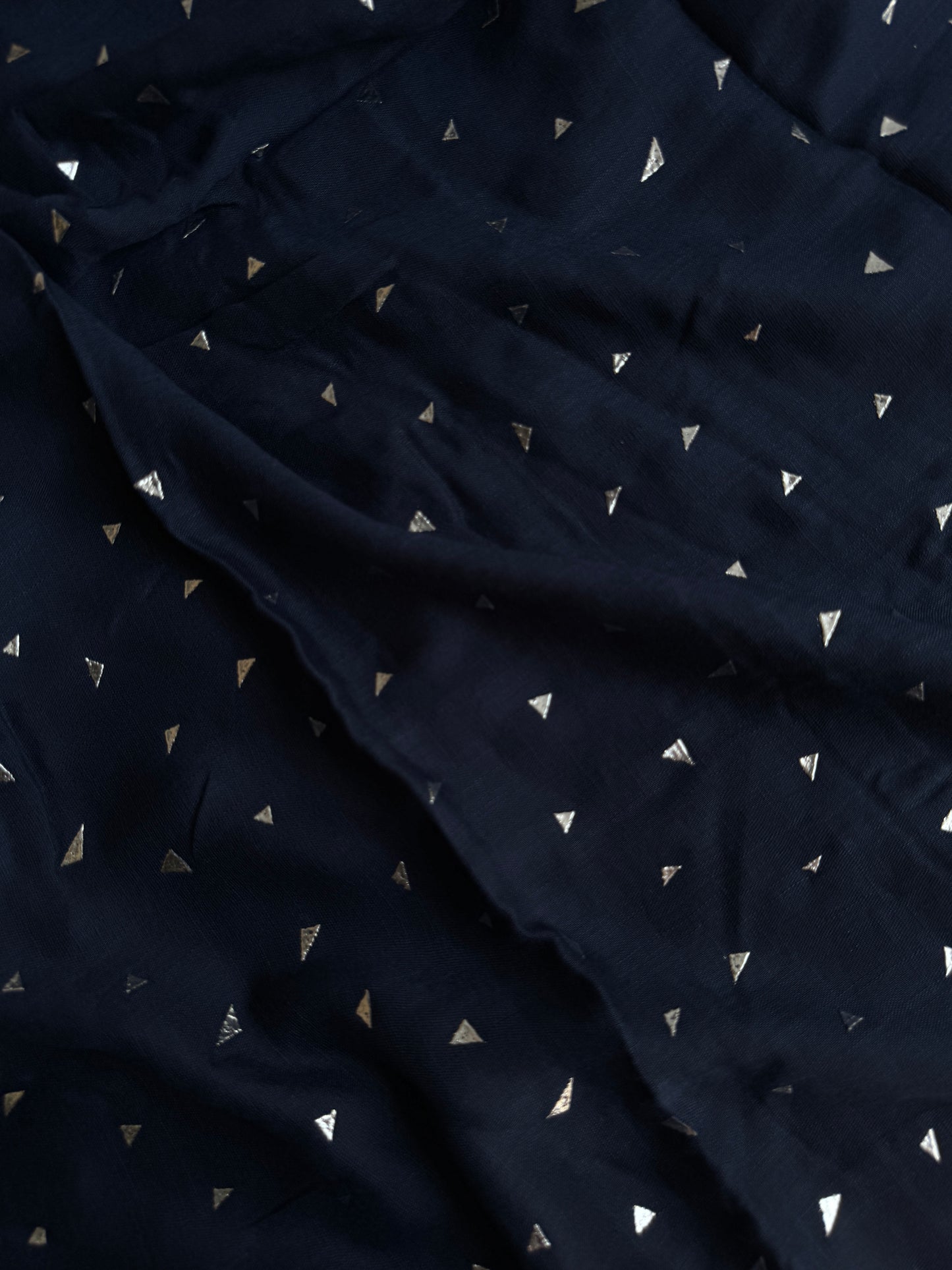 Pyramids Silver Foil Hijabs- Navy Blue