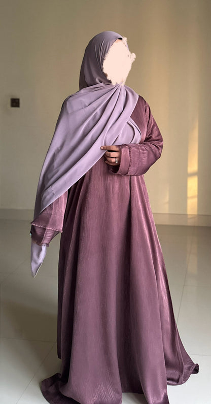 Soft Muave - Self Print Sheen Nida Abaya