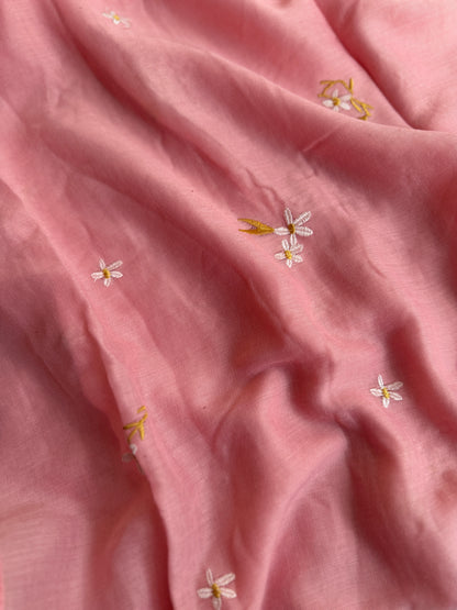 Embroidered Floral Hijabs- Light Pink