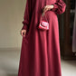 Deep Maroon - Self Print Sheen Nida Abaya