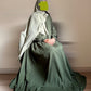 Ayma - Brochia Linen Abaya Dress- Hunter Green