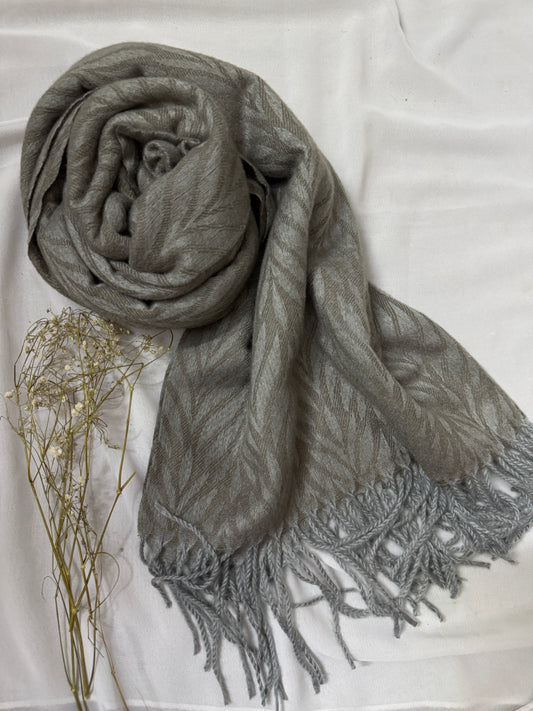 Woolen Pashmina-Tropical Patterns- Denim Grey