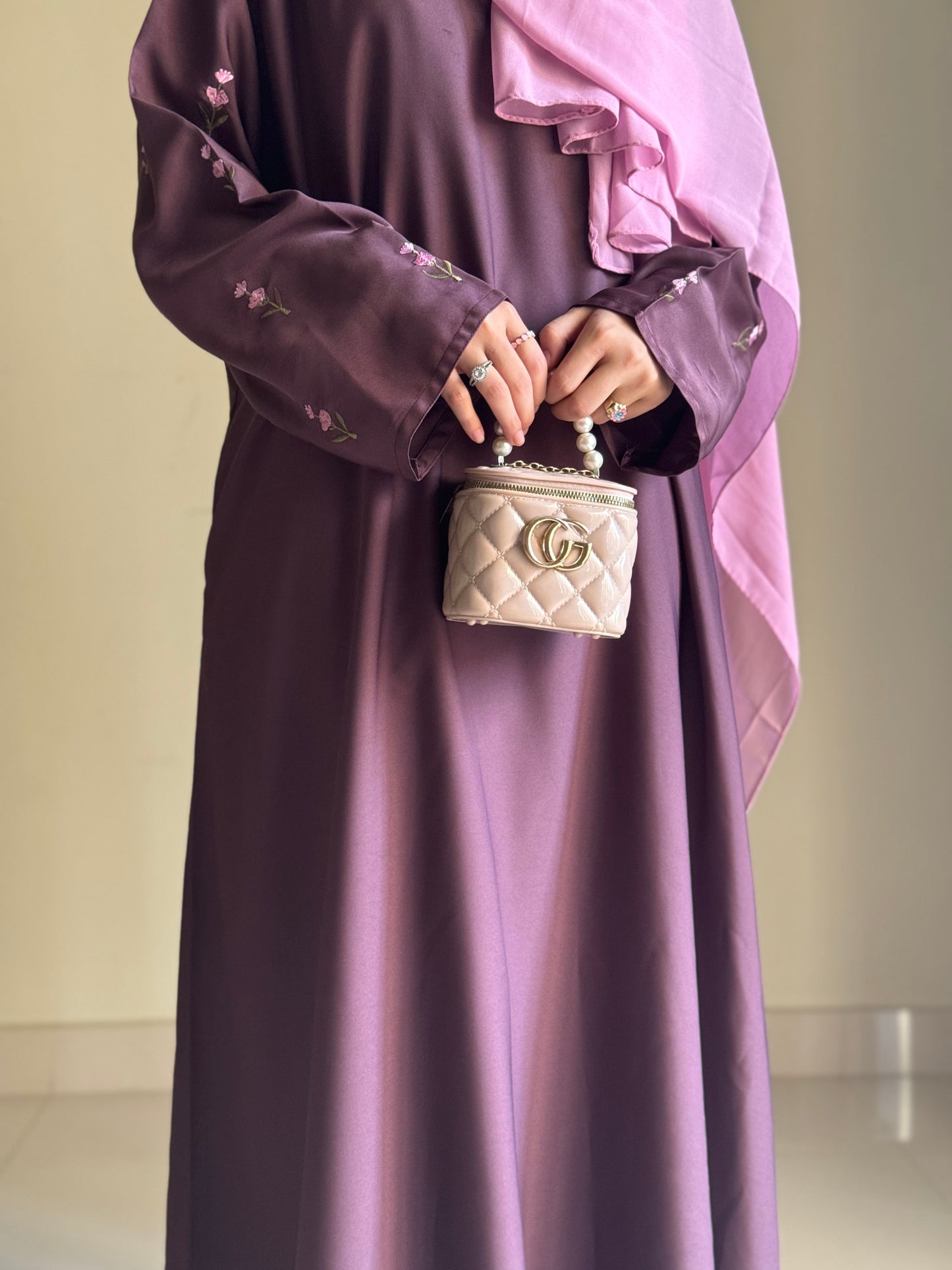 Pink Peony- Embroidered Abaya