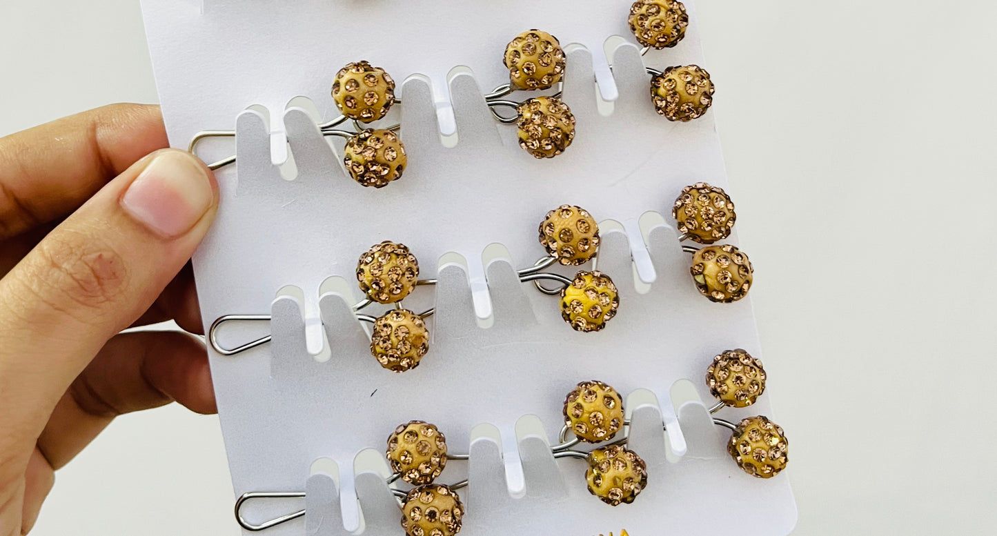 Stoned Clip Pins- Golden