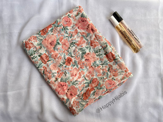 Swirly florals- Peach White