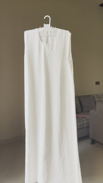 Sleeveless Abaya Inner- Pearl White