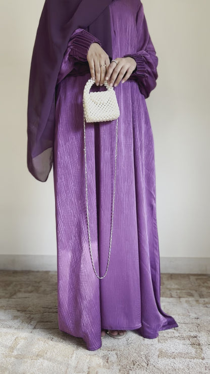 Sensational Violet- Self Print Sheen Nida Abaya